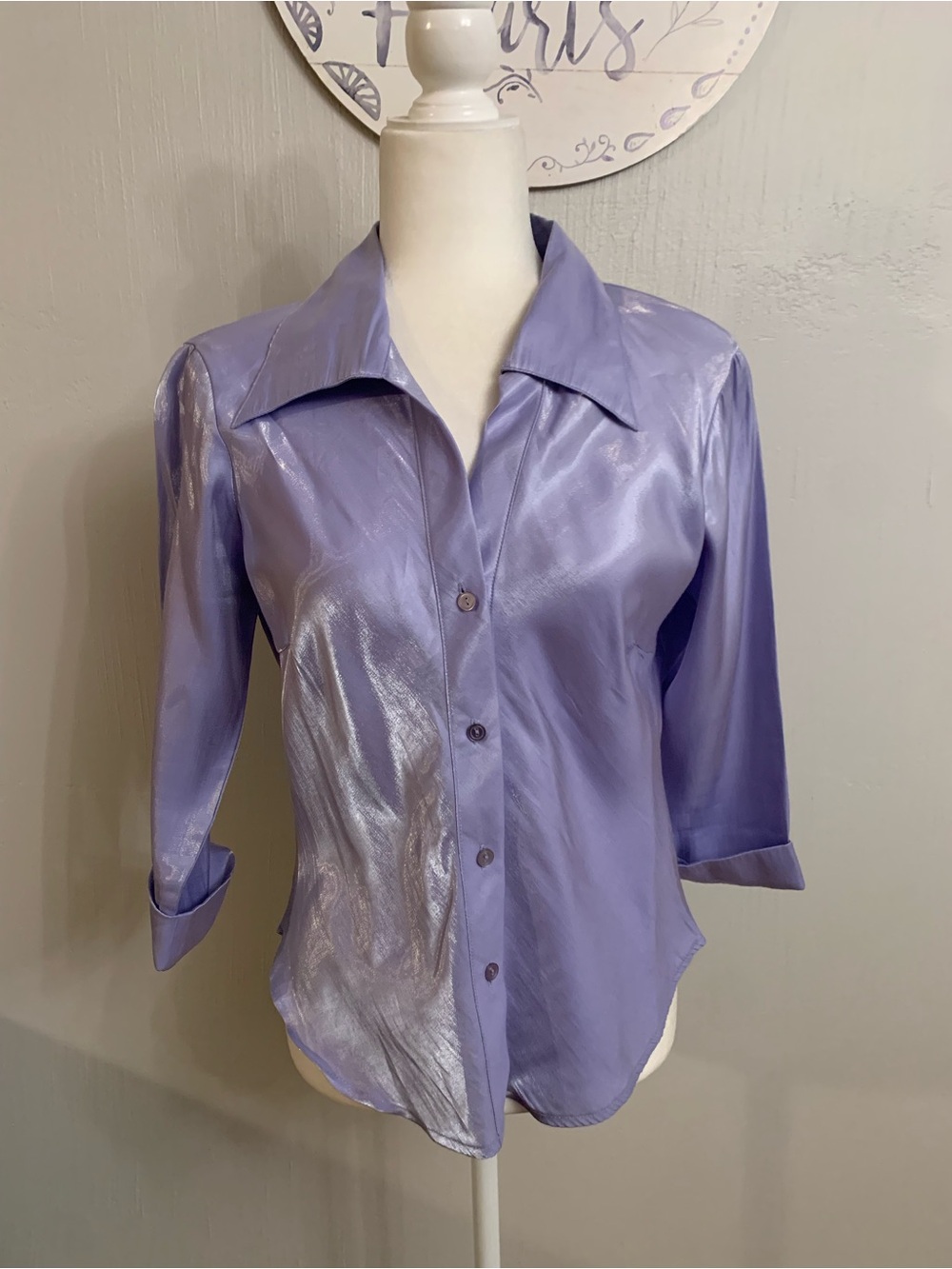 Iridescent Lavender Button-Down Shirt with Point Collar